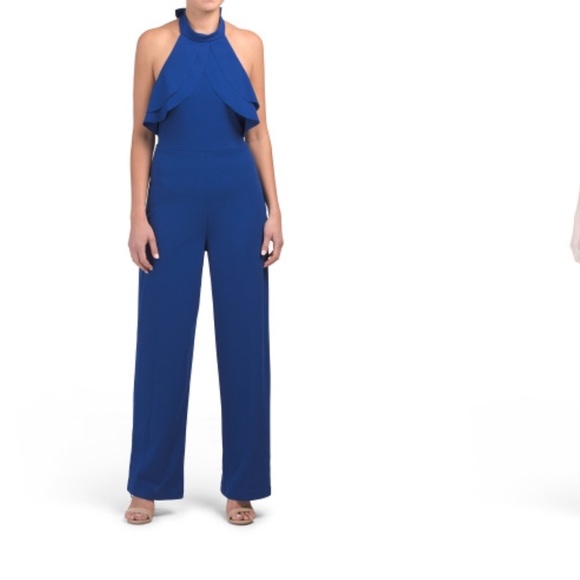 bebe Pants - BEBE Ruffle Halter Tie Neck Jumpsuit. Size 6 NWT